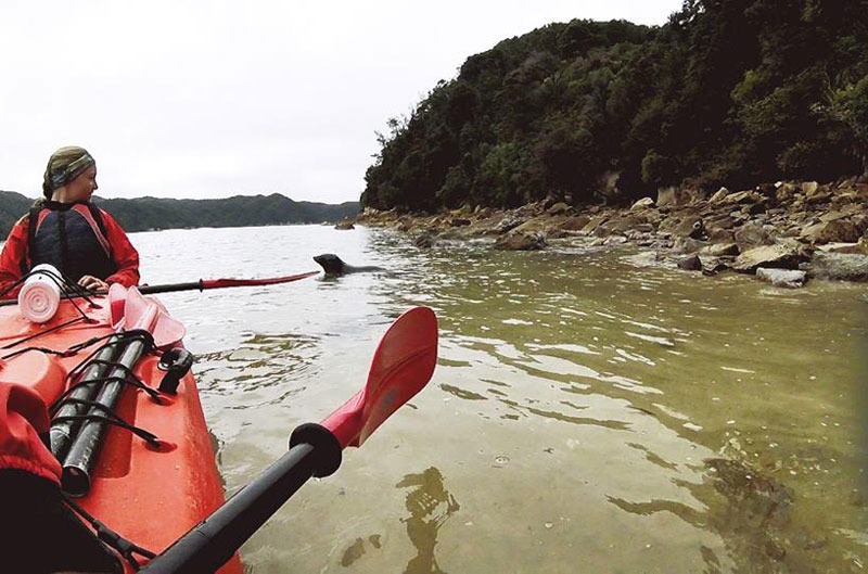 Student in a kayak