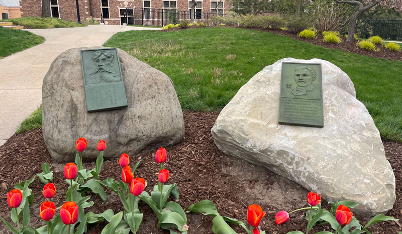 Bronze reliefs of Kumaji Kimura and Motoichiro Ohgimi installed at Hope College