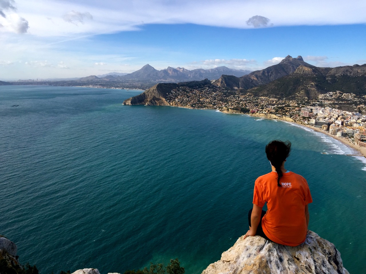 student looking at ocean