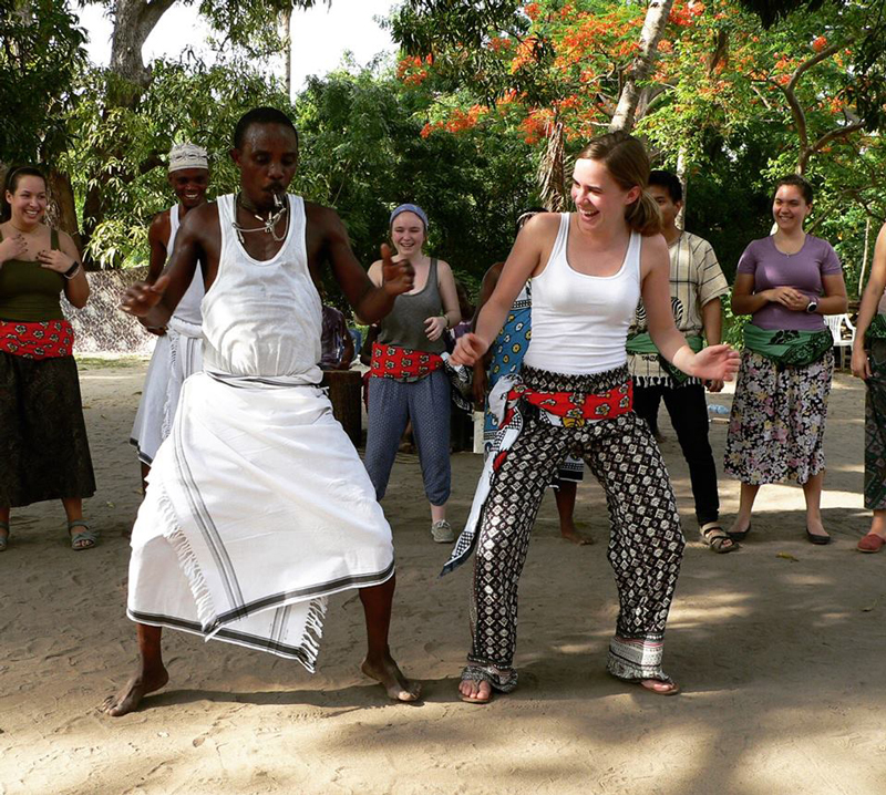 Student dancing in Africa