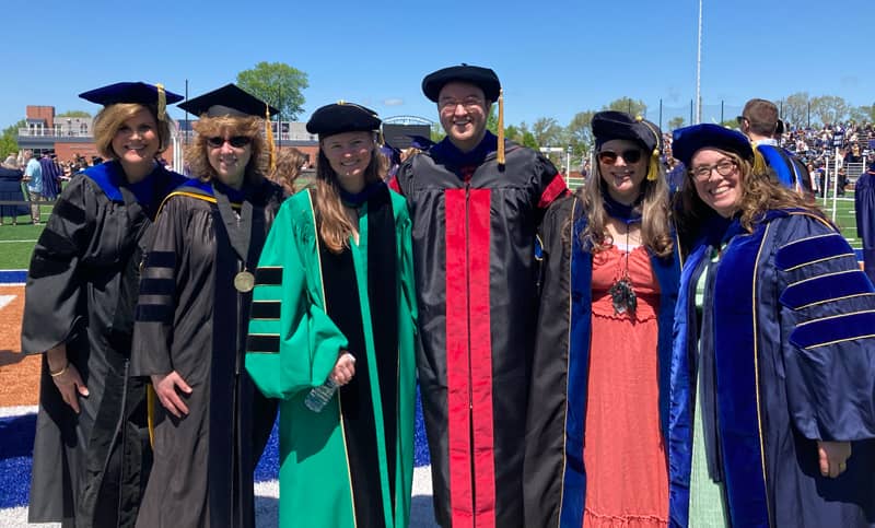 Psycology faculty at 2024 commencement in full regalia