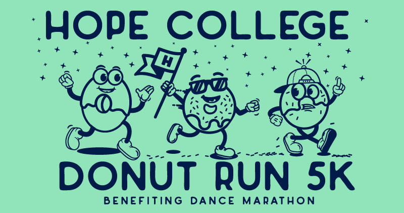 Donut Run promotional graphic of three cartoon donuts running