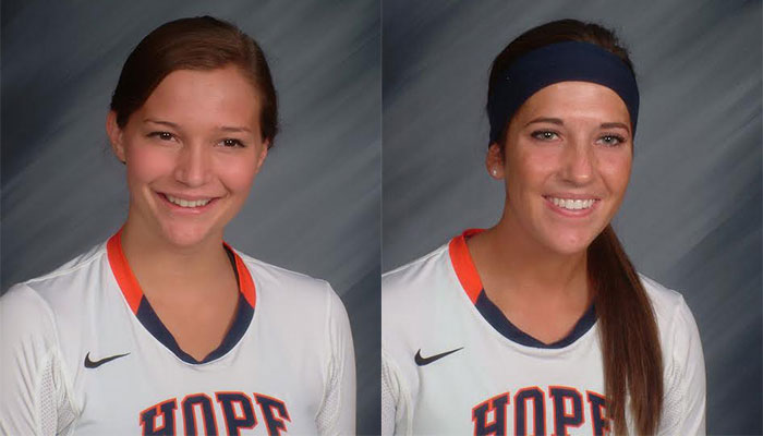 Hope Volleyball Players Lauren Hazekamp, Jayne Kessel Named CoSIDA Academic All-District