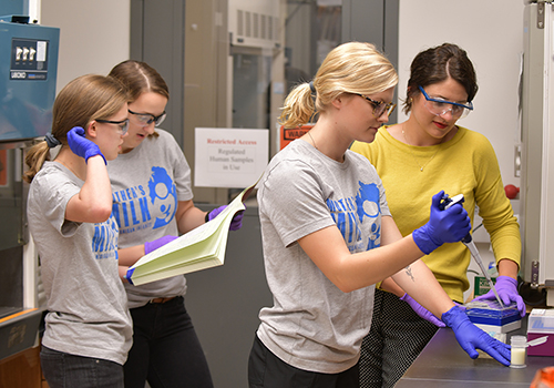 Nursing students Lauren Czmer, Ana Perecki and Emma J. Johnson, and nursing faculty member Dr. Emilie Dykstra Goris.