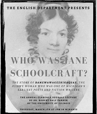 Lecture Will Focus on 19th Century Ojibwe Writer Jane Schoolcraft