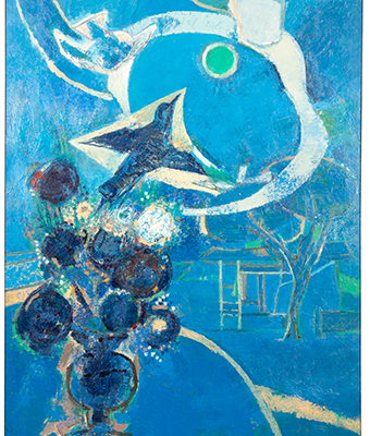Bird and Blue Flowers