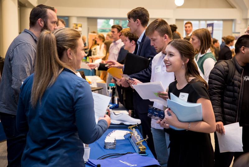 Hope College students at a career fair