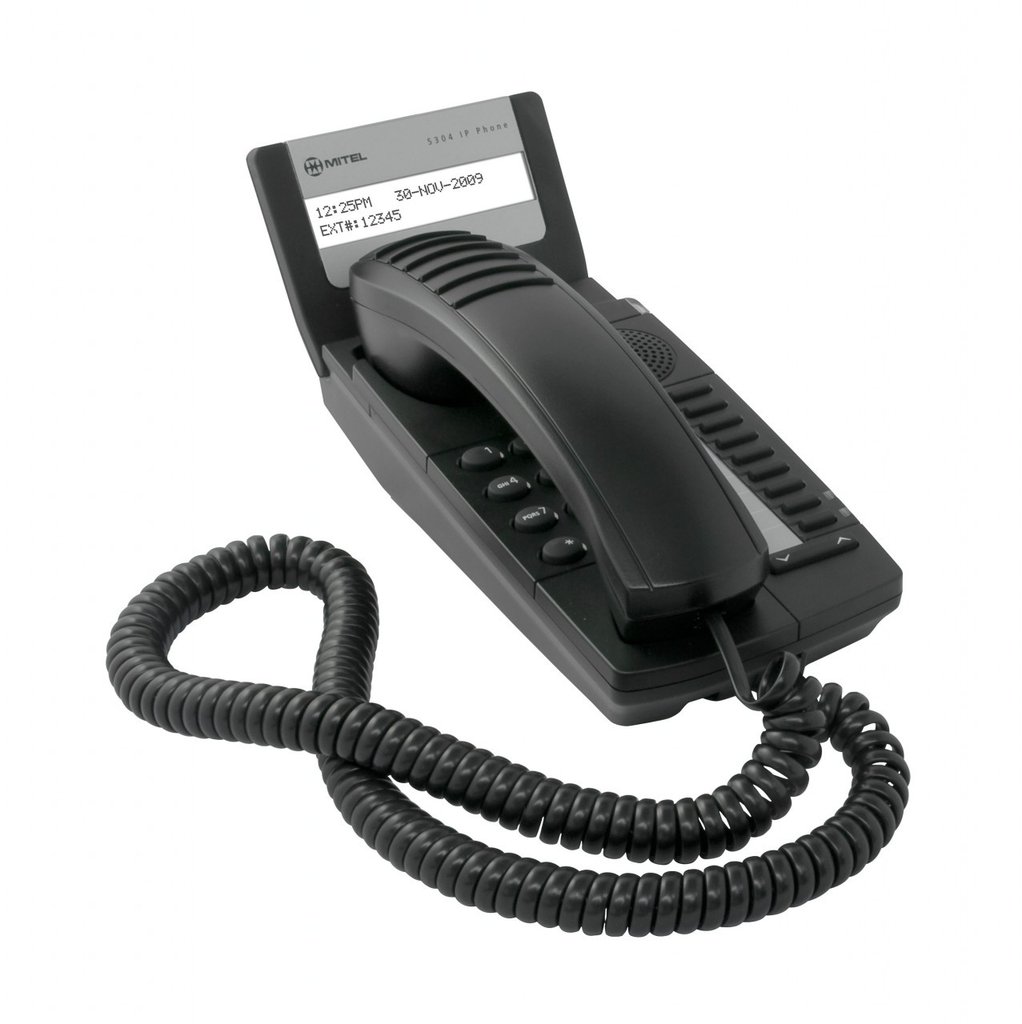 A small desk phone with the numbers under the headset