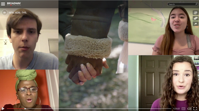 Screenshot of Broadway On Demand production with actors performing via Zoom