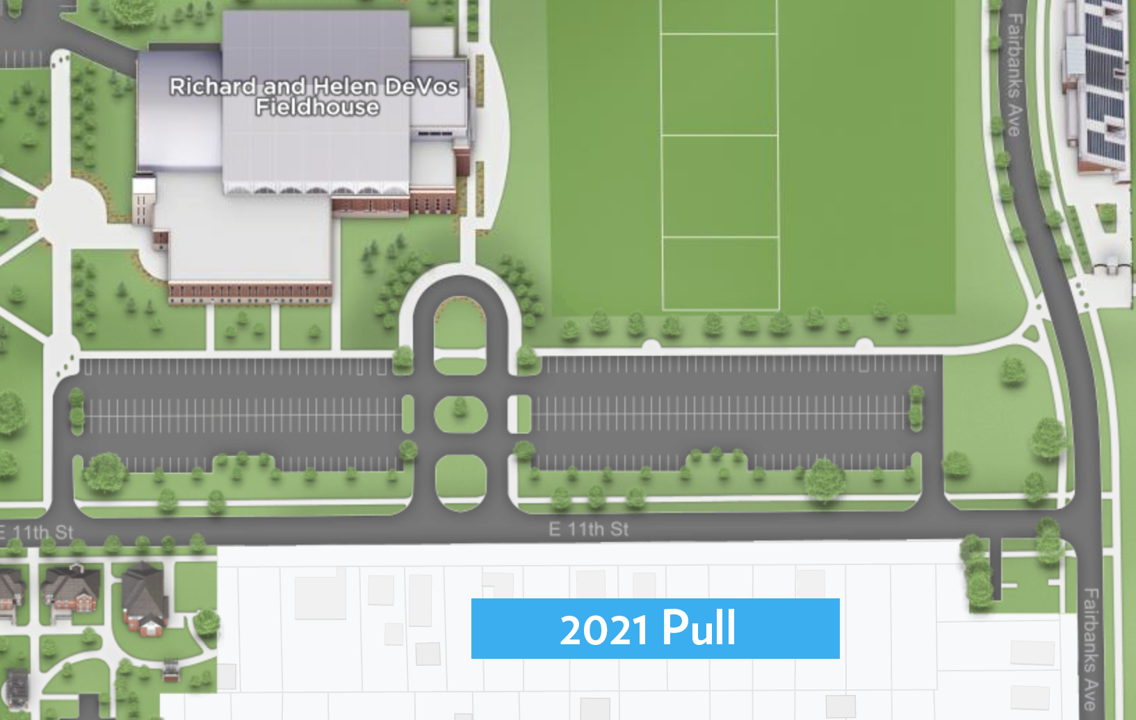 Map of the 2021 Pull location on 11th Street between Lincoln and Fairbanks avenues